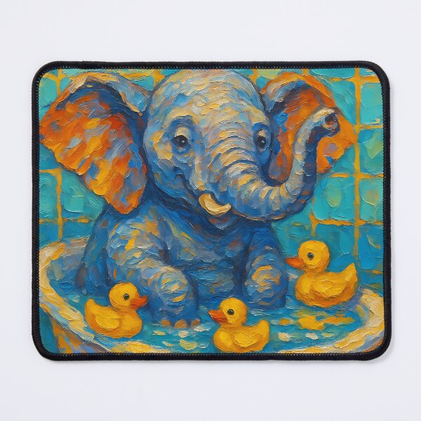 Item preview, Abstract Painting of Whimsical Bathtime Elephant | Cute Playful Elephant Illustration | Colorful Modern Kids Bathroom Wall Art Print designed and sold by PaintedPixels01.