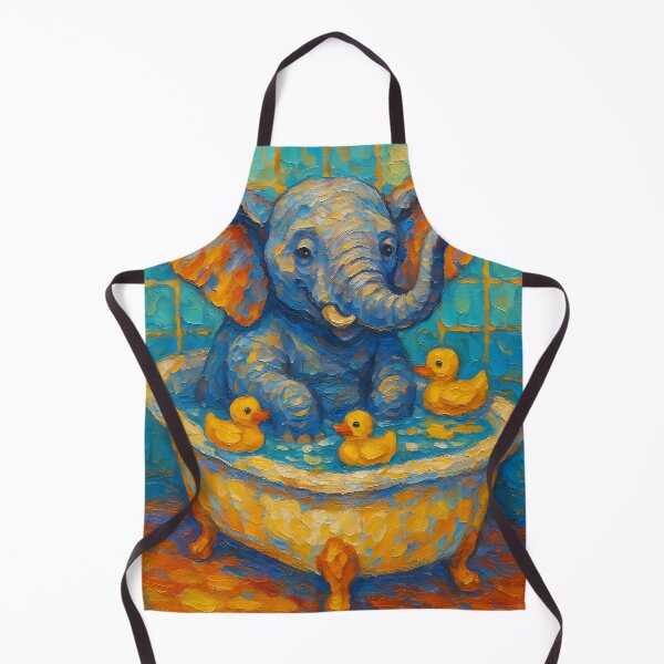 Item preview, Abstract Painting of Whimsical Bathtime Elephant | Cute Playful Elephant Illustration | Colorful Modern Kids Bathroom Wall Art Print designed and sold by PaintedPixels01.