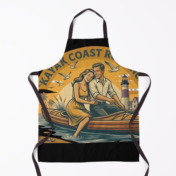 Item preview, Kayak Coast Vintage Beach Vacation Couple designed and sold by OliviaHayesArt.