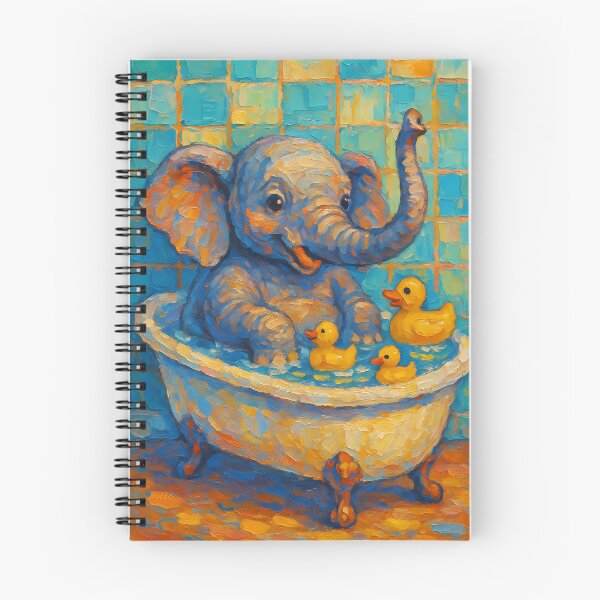Item preview, Abstract Painting of Whimsical Bathtime Elephant | Cute Playful Elephant Illustration | Colorful Modern Kids Bathroom Wall Art Print designed and sold by PaintedPixels01.