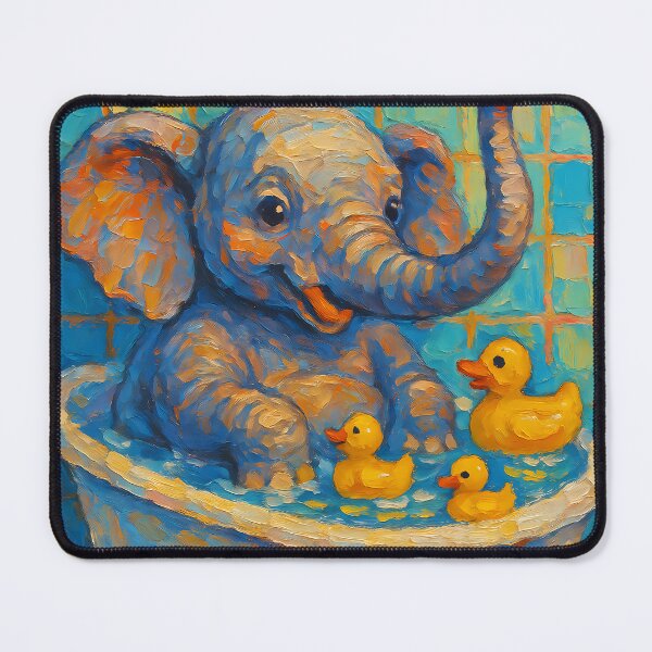 Item preview, Abstract Painting of Whimsical Bathtime Elephant | Cute Playful Elephant Illustration | Colorful Modern Kids Bathroom Wall Art Print designed and sold by PaintedPixels01.
