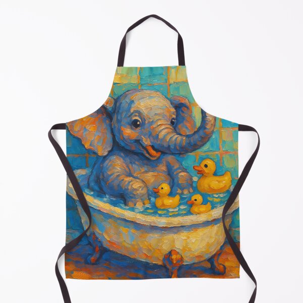 Item preview, Abstract Painting of Whimsical Bathtime Elephant | Cute Playful Elephant Illustration | Colorful Modern Kids Bathroom Wall Art Print designed and sold by PaintedPixels01.
