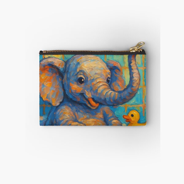 Item preview, Abstract Painting of Whimsical Bathtime Elephant | Cute Playful Elephant Illustration | Colorful Modern Kids Bathroom Wall Art Print designed and sold by PaintedPixels01.