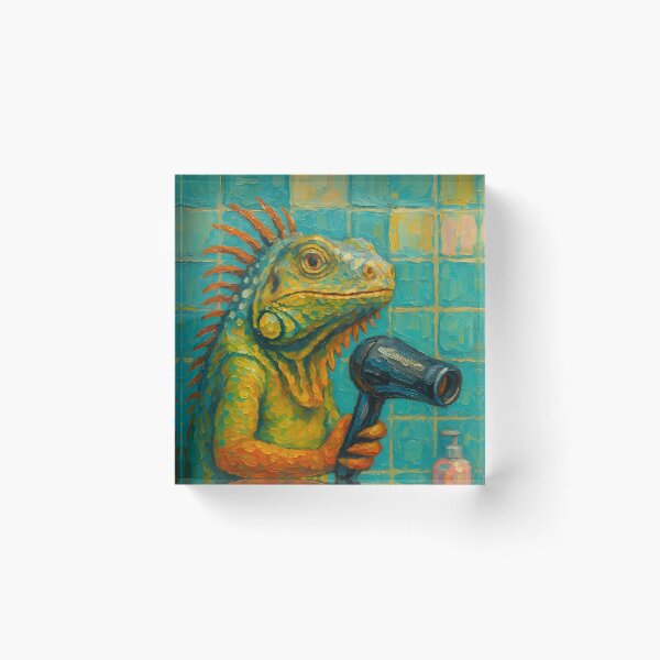 Item preview, Abstract Painting of Singing Iguana Serenade | Whimsical Colorful Reptile Illustration | Modern Tropical Animal Wall Art Print designed and sold by PaintedPixels01.