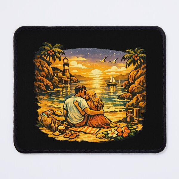 Item preview, Hidden Cove Vintage Beach Vacation Couple designed and sold by OliviaHayesArt.
