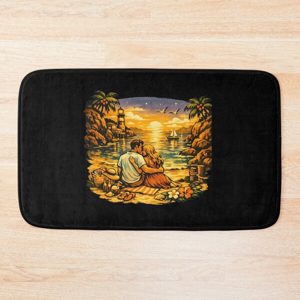 Item preview, Hidden Cove Vintage Beach Vacation Couple designed and sold by OliviaHayesArt.