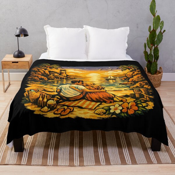 Item preview, Hidden Cove Vintage Beach Vacation Couple designed and sold by OliviaHayesArt.