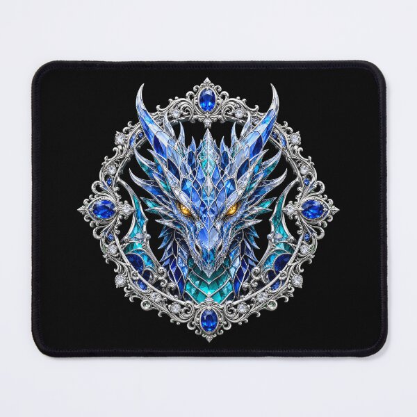 Item preview, Ice Dragon Crystal Sapphire Silver Frame Art designed and sold by LuisWorks.