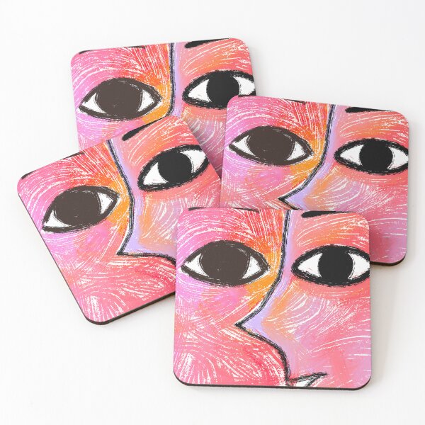 Item preview, two face-Split Face Portrait – Pink and Orange Pop Art Design designed and sold by odd sock cult .