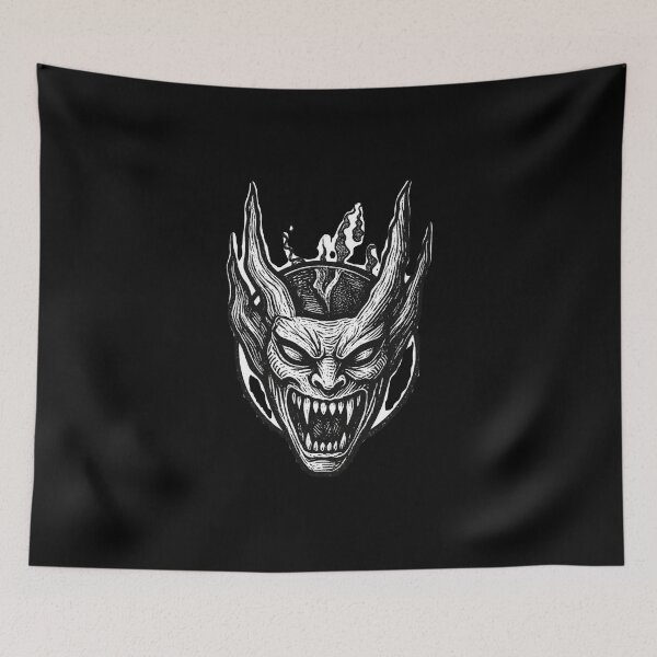 Item preview, Gothic Demon Mask Tattoo - Classic Blackwork Edition designed and sold by Ideniquo.