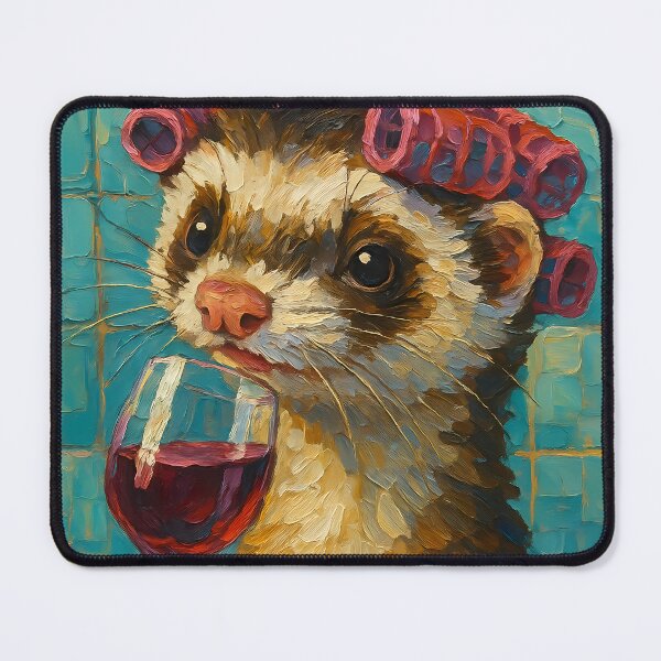 Item preview, Abstract Painting of Whimsical Ferret Relaxation | Cute Cozy Ferret Illustration | Colorful Modern Animal Wall Art Print designed and sold by PaintedPixels01.