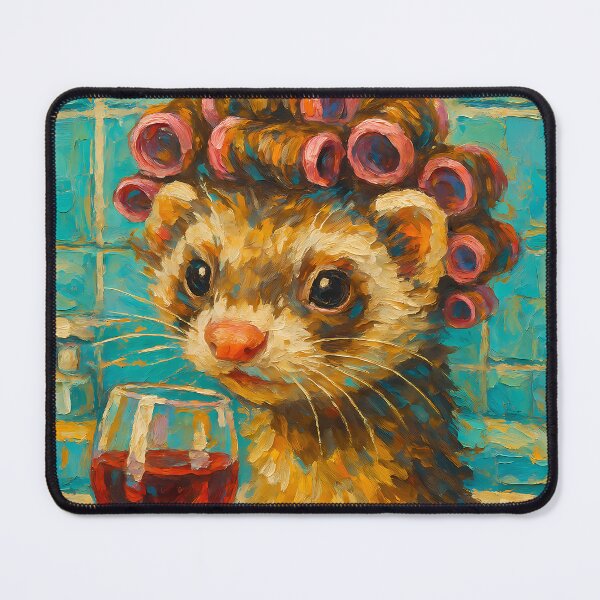 Item preview, Abstract Painting of Whimsical Ferret Relaxation | Cute Cozy Ferret Illustration | Colorful Modern Animal Wall Art Print designed and sold by PaintedPixels01.