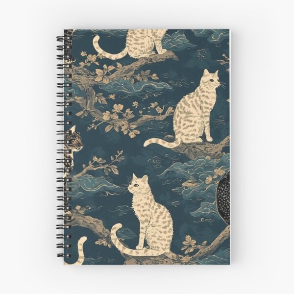 Artikelvorschau, Mystic Tree Cats – Whimsical Blue Forest Pattern for Textile Decor entworfen und verkauft von Designs By Ms Mal_Tas.