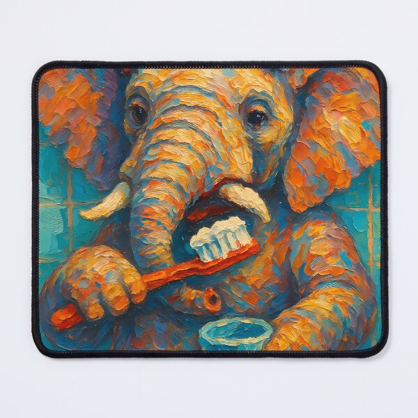 Item preview, Abstract Painting of Whimsical Elephant Hygiene | Cute Playful Elephant Illustration | Colorful Modern Kids Bathroom Wall Art Print designed and sold by PaintedPixels01.