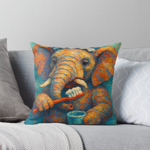 Item preview, Abstract Painting of Whimsical Elephant Hygiene | Cute Playful Elephant Illustration | Colorful Modern Kids Bathroom Wall Art Print designed and sold by PaintedPixels01.