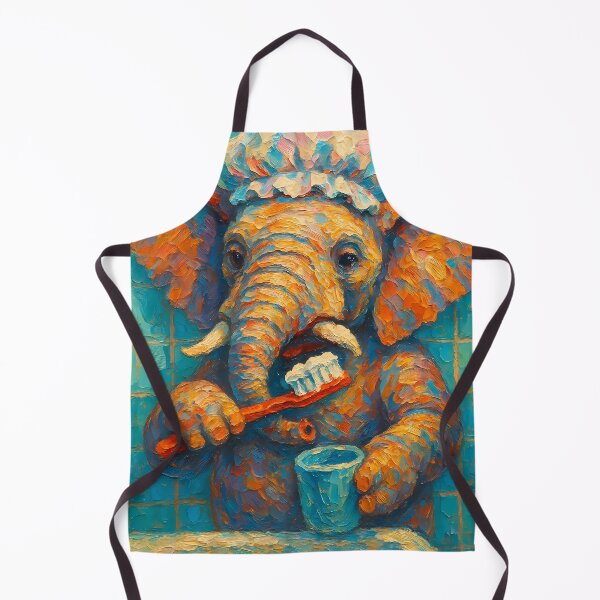 Item preview, Abstract Painting of Whimsical Elephant Hygiene | Cute Playful Elephant Illustration | Colorful Modern Kids Bathroom Wall Art Print designed and sold by PaintedPixels01.
