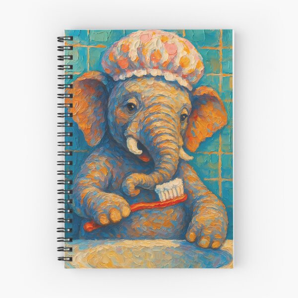Item preview, Abstract Painting of Whimsical Elephant Hygiene | Cute Playful Elephant Illustration | Colorful Modern Kids Bathroom Wall Art Print designed and sold by PaintedPixels01.