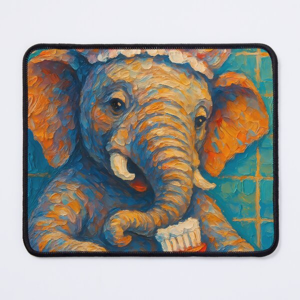 Item preview, Abstract Painting of Whimsical Elephant Hygiene | Cute Playful Elephant Illustration | Colorful Modern Kids Bathroom Wall Art Print designed and sold by PaintedPixels01.