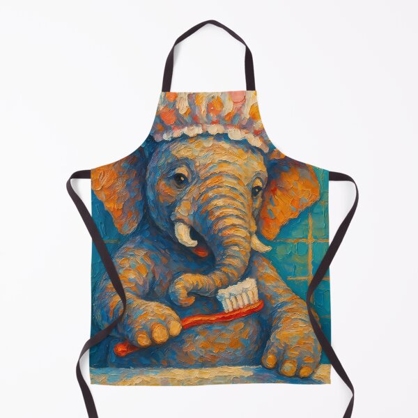 Item preview, Abstract Painting of Whimsical Elephant Hygiene | Cute Playful Elephant Illustration | Colorful Modern Kids Bathroom Wall Art Print designed and sold by PaintedPixels01.