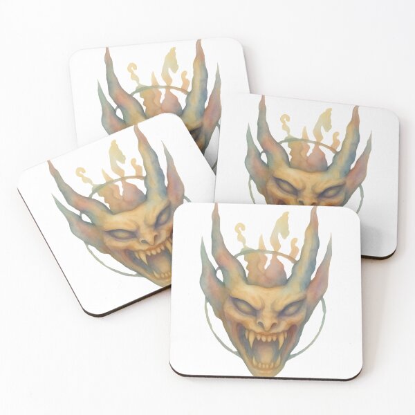 Item preview, Gothic Demon Mask Tattoo - Hellfire Orange Edition designed and sold by Ideniquo.