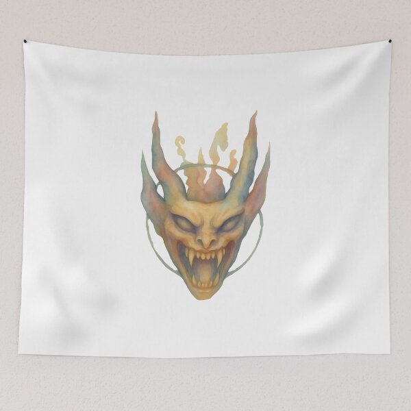 Item preview, Gothic Demon Mask Tattoo - Hellfire Orange Edition designed and sold by Ideniquo.