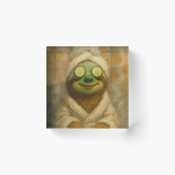 Item preview, Abstract Painting of Spa Day Sloth | Whimsical Relaxing Sloth Illustration | Colorful Modern Self-Care Animal Wall Art Print designed and sold by PaintedPixels01.