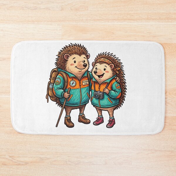 Item preview, Cute Hedgehog Couple Hiking in Matching Outdoor Jackets designed and sold by TaiwanMemory.