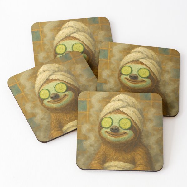 Item preview, Abstract Painting of Spa Day Sloth | Whimsical Relaxing Sloth Illustration | Colorful Modern Self-Care Animal Wall Art Print designed and sold by PaintedPixels01.