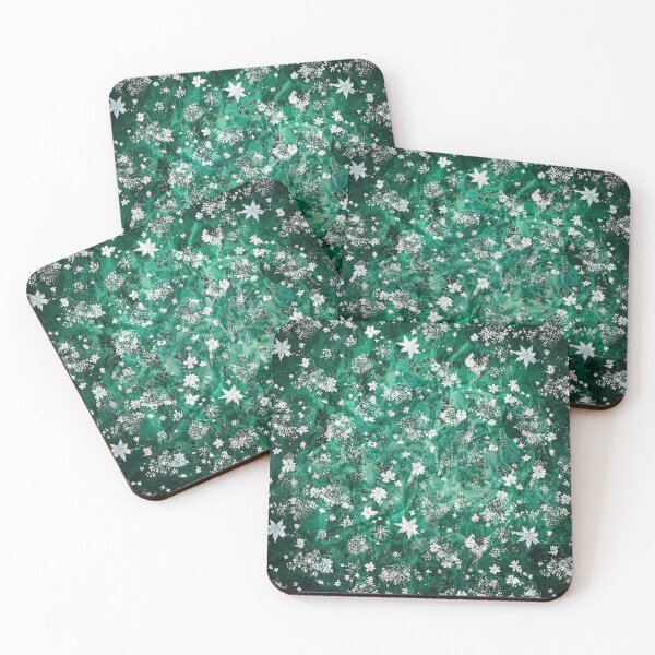 Item preview, Emerald Floral Pattern | White Botanical Seamless Design designed and sold by WitchyBotanicaArt.