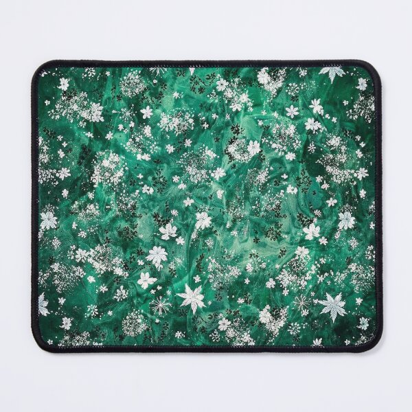 Item preview, Emerald Floral Pattern | White Botanical Seamless Design designed and sold by WitchyBotanicaArt.