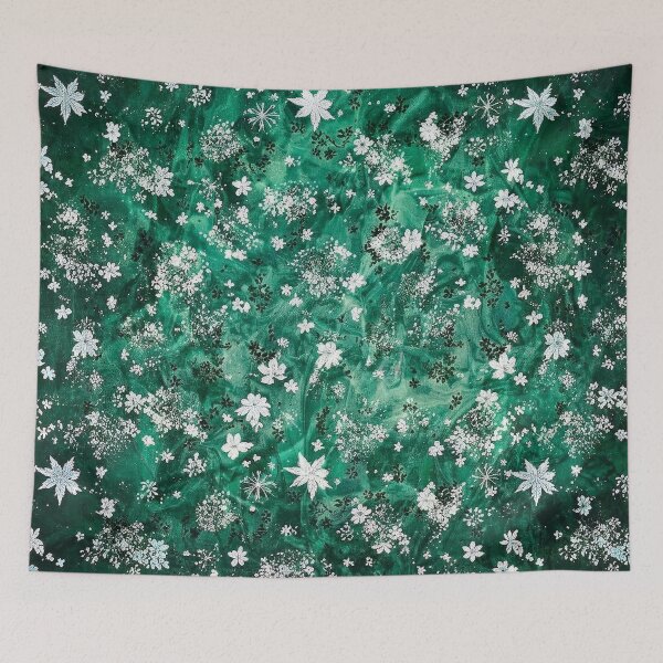 Item preview, Emerald Floral Pattern | White Botanical Seamless Design designed and sold by WitchyBotanicaArt.