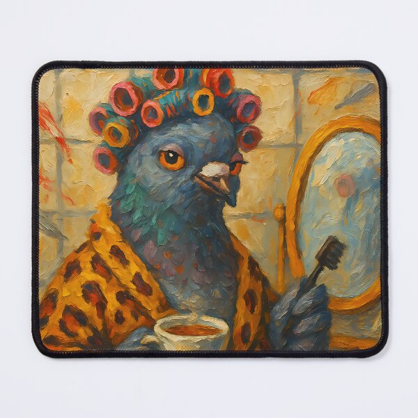 Item preview, Abstract Painting of Sassy Pigeon Morning | Whimsical Urban Bird Illustration | Colorful Modern Animal Wall Art Print designed and sold by PaintedPixels01.