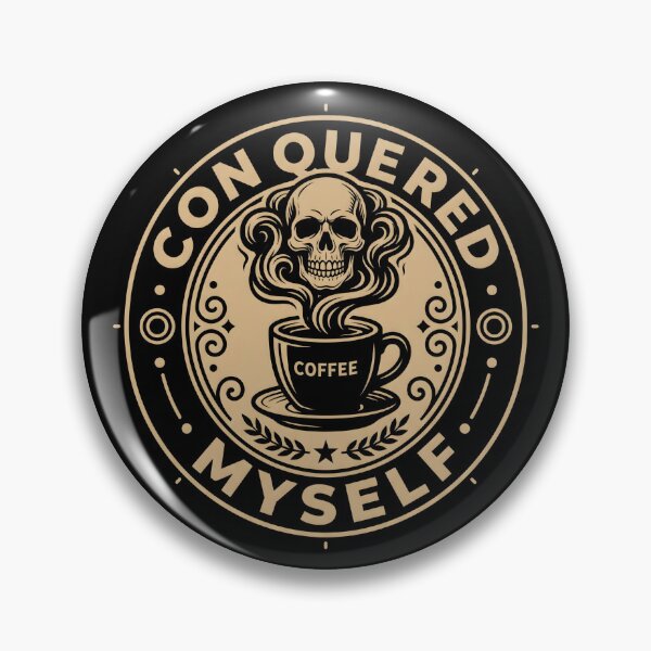 Item preview, Conquered Myself Skull Coffee Cup Vintage Emblem designed and sold by SplashTastic.