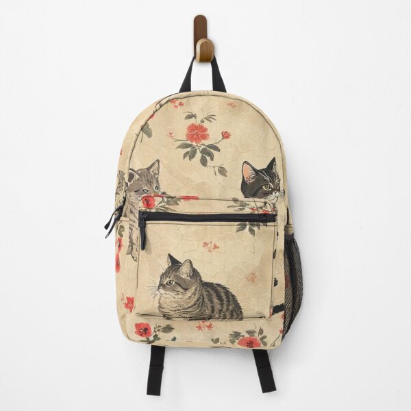 Item preview, Vintage Floral Tabby Cats – Whimsical Wallpaper-Inspired Pattern designed and sold by Designs By Ms Mal_Tas.