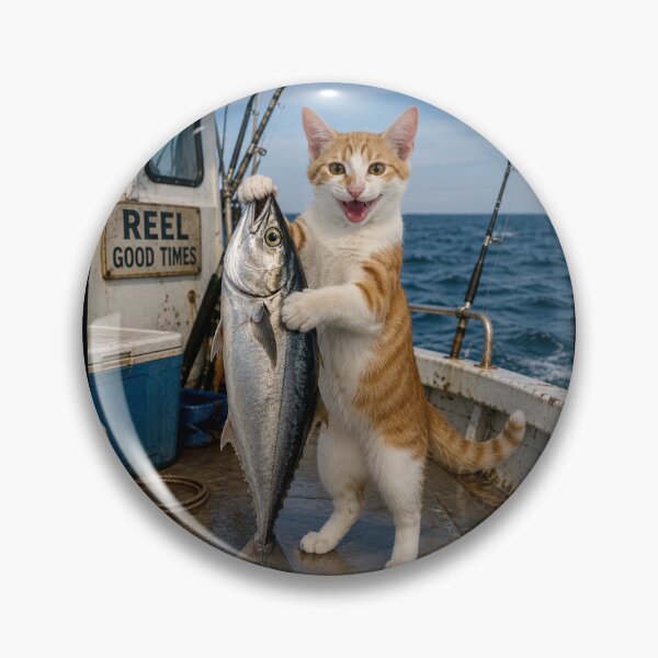 Item preview, Funny Cat Lover Tee - Cat's Catch on Sunny Boat designed and sold by Giddy Bear Gifts.