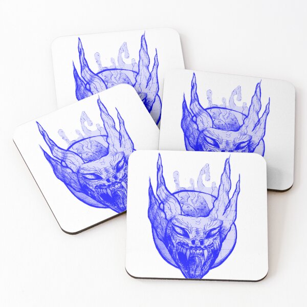 Item preview, Gothic Demon Mask Tattoo - Deep Cyber Blue Edition designed and sold by Ideniquo.