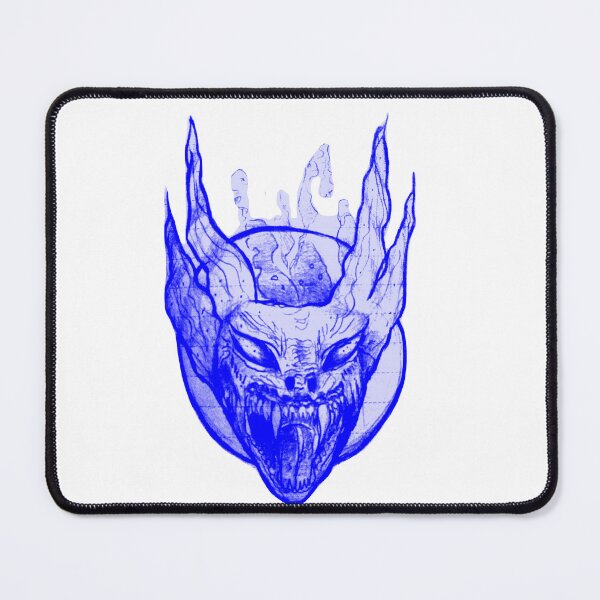 Item preview, Gothic Demon Mask Tattoo - Deep Cyber Blue Edition designed and sold by Ideniquo.