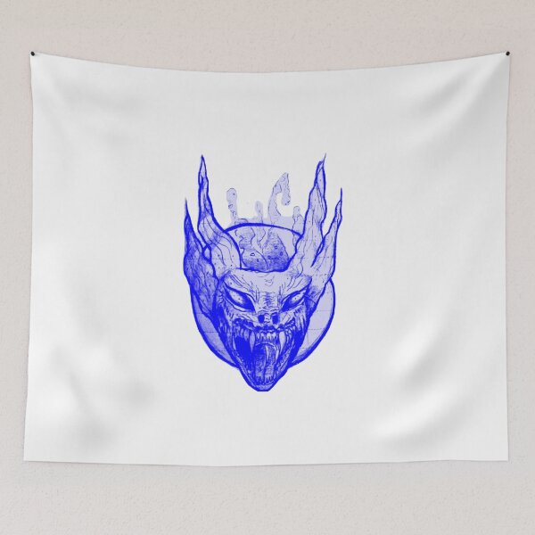 Item preview, Gothic Demon Mask Tattoo - Deep Cyber Blue Edition designed and sold by Ideniquo.