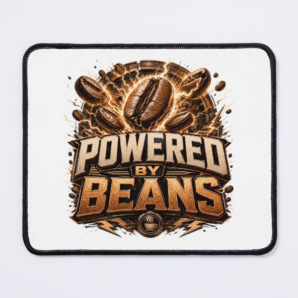 Item preview, Powered By Beans Funny Coffee Design designed and sold by pradeepvisuals.