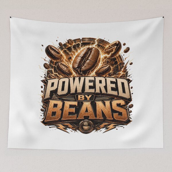Item preview, Powered By Beans Funny Coffee Design designed and sold by pradeepvisuals.