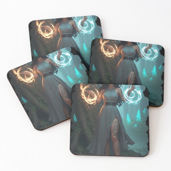 Item preview, Elemental Sorceress – Fantasy Magic Wielder Art designed and sold by halibutgoatramb.
