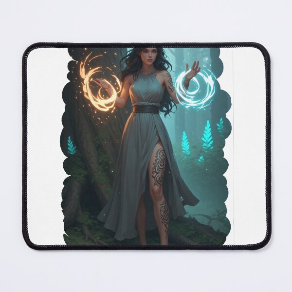 Item preview, Elemental Sorceress – Fantasy Magic Wielder Art designed and sold by halibutgoatramb.