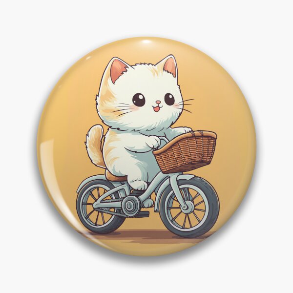 Item preview, Cute Kawaii Cat Riding Bicycle – Adorable Kitten with Basket Cartoon Animal Illustration designed and sold by Windy-market.