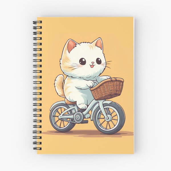 Item preview, Cute Kawaii Cat Riding Bicycle – Adorable Kitten with Basket Cartoon Animal Illustration designed and sold by Windy-market.