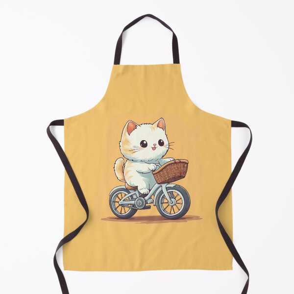 Item preview, Cute Kawaii Cat Riding Bicycle – Adorable Kitten with Basket Cartoon Animal Illustration designed and sold by Windy-market.