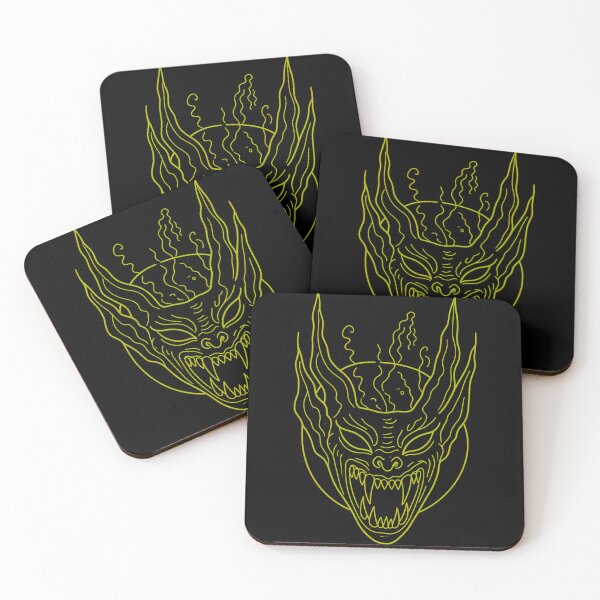 Item preview, Gothic Demon Mask Tattoo - Molten Yellow Linework designed and sold by Ideniquo.