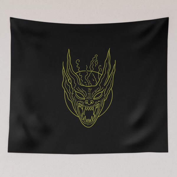 Item preview, Gothic Demon Mask Tattoo - Molten Yellow Linework designed and sold by Ideniquo.
