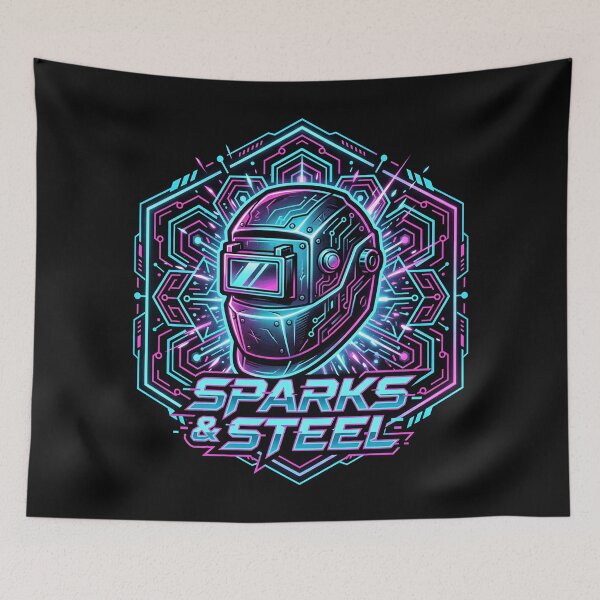 Item preview, Cyberpunk Welding Helmet Sparks Steel Neon designed and sold by SplashTastic.