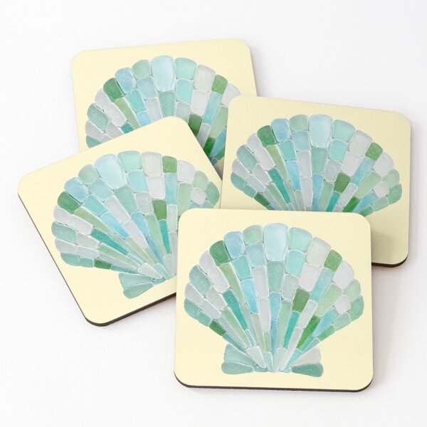 Item preview, Sea Glass Seashell - Coastal Beach Glass Mosaic Art designed and sold by Vanilla-Girl.