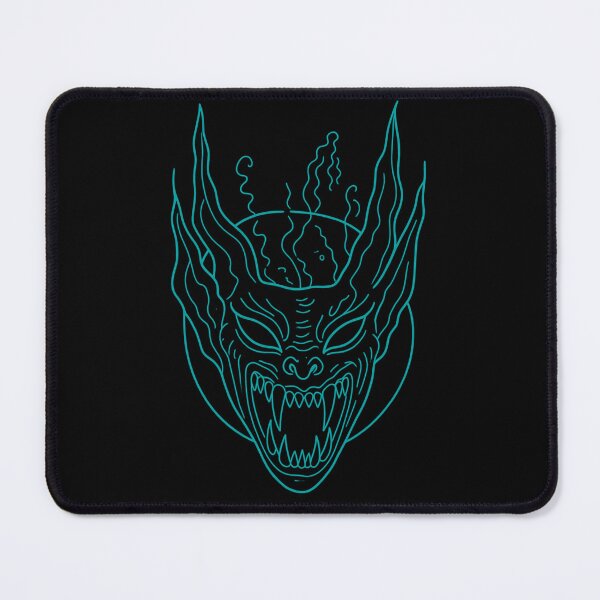 Item preview, Gothic Demon Mask Tattoo - Cyan Ink Linework designed and sold by Ideniquo.